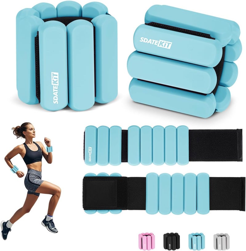 SDATEKIT Wrist and Ankle Weights for Women & Men 2 Pack (1lb Each), Adjustable Silicone Weighted Bracelet for Pilates, Gym, Yoga, Cardio & Strength Training, Bala-Style Bangles Slip-Free Design - Image 1